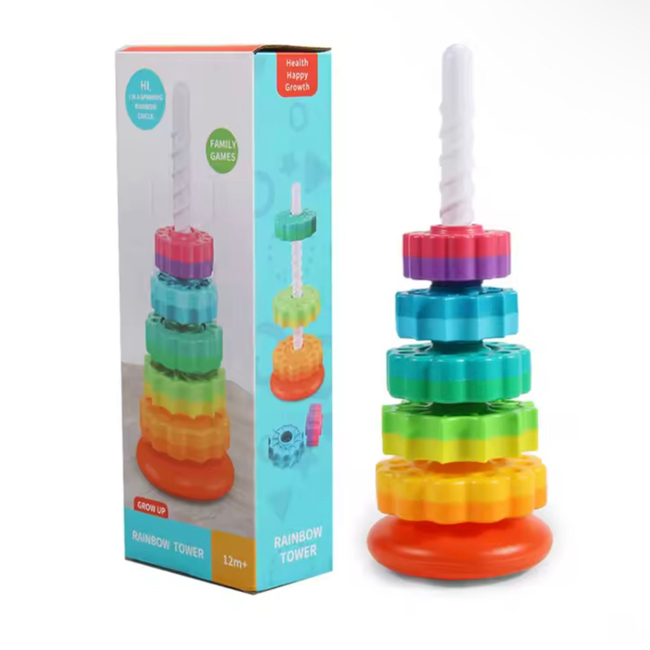 Rotating Rainbow Spinning Stacking Baby Toys