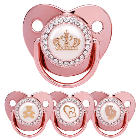 Baby Pacifier Rose Gold Bling Rhinestone BPA Free Dummy