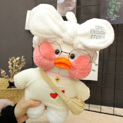 Lalafanfan Yellow Café Duck Plush – 30cm Kawaii Soothing Toy B