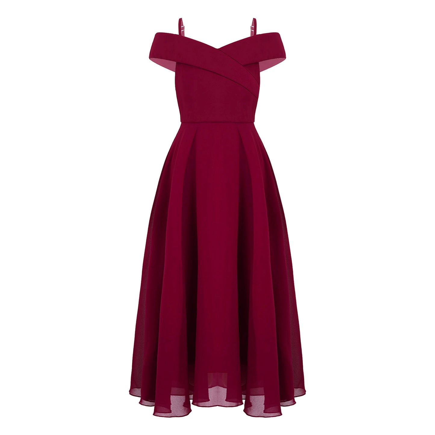 Girls Chiffon Off-the-Shoulder Adjustable A-Line Dress (Age 4-16 YRS)