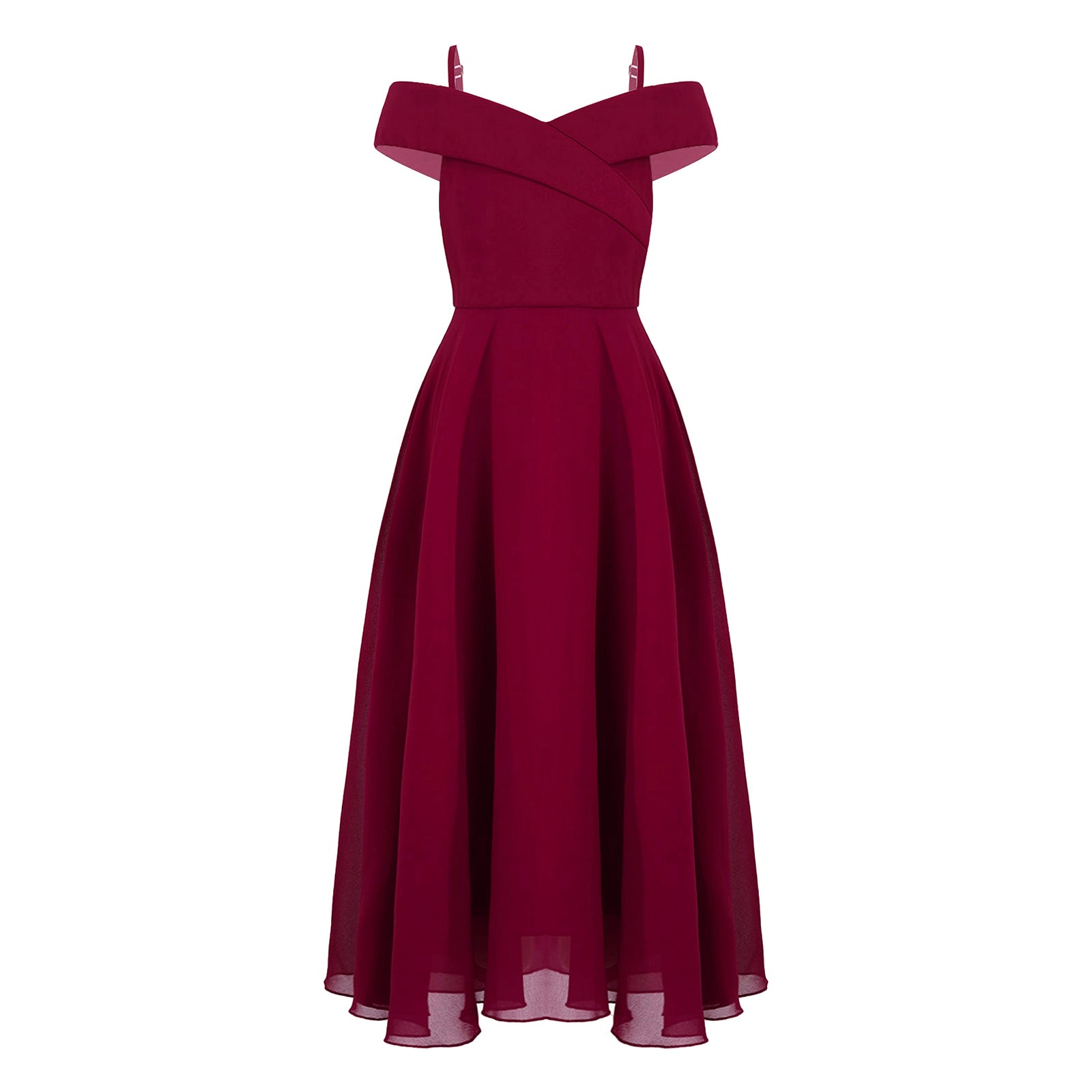 Girls Chiffon Off-the-Shoulder Adjustable A-Line Dress (Age 4-16 YRS)