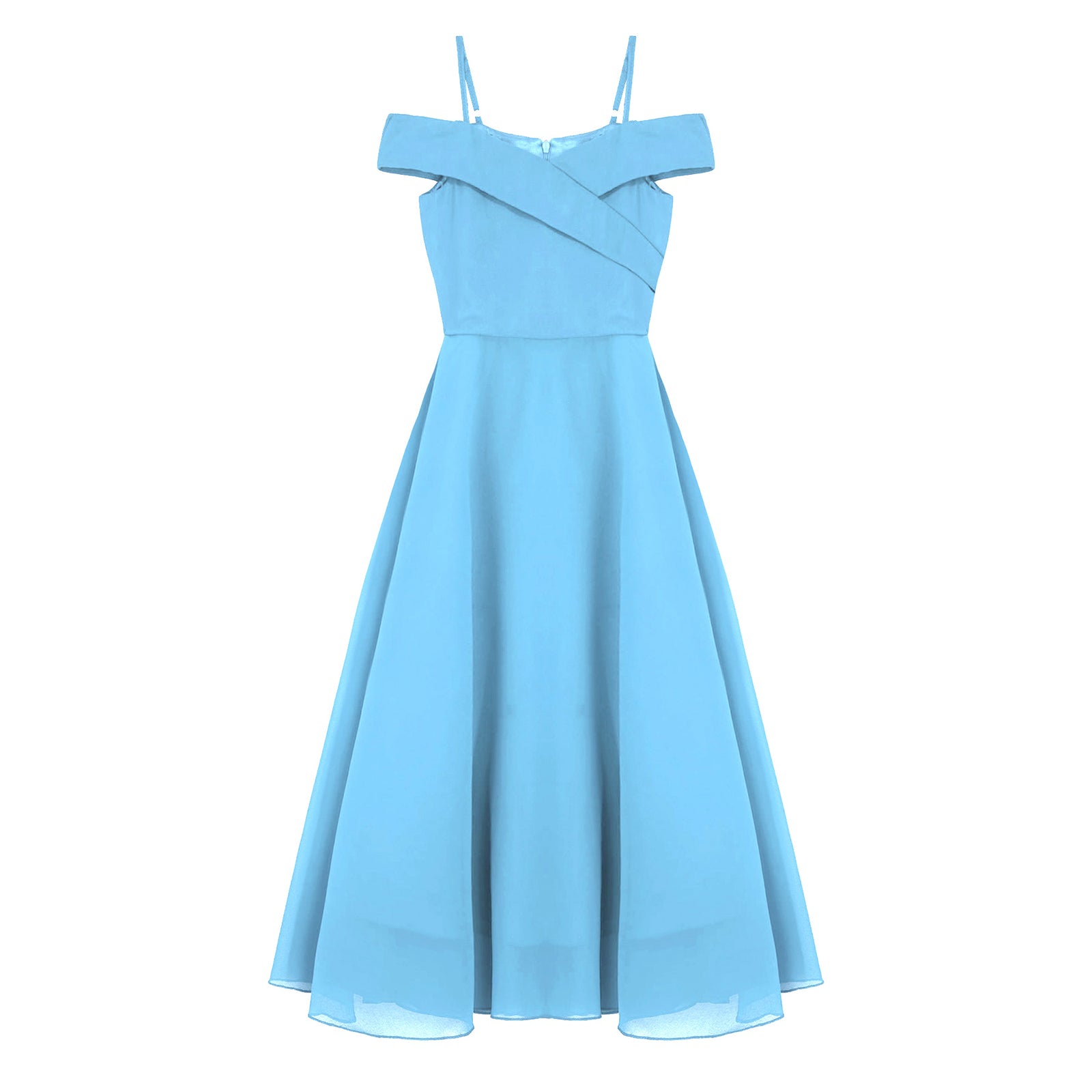 Girls Chiffon Off-the-Shoulder Adjustable A-Line Dress (Age 4-16 YRS)