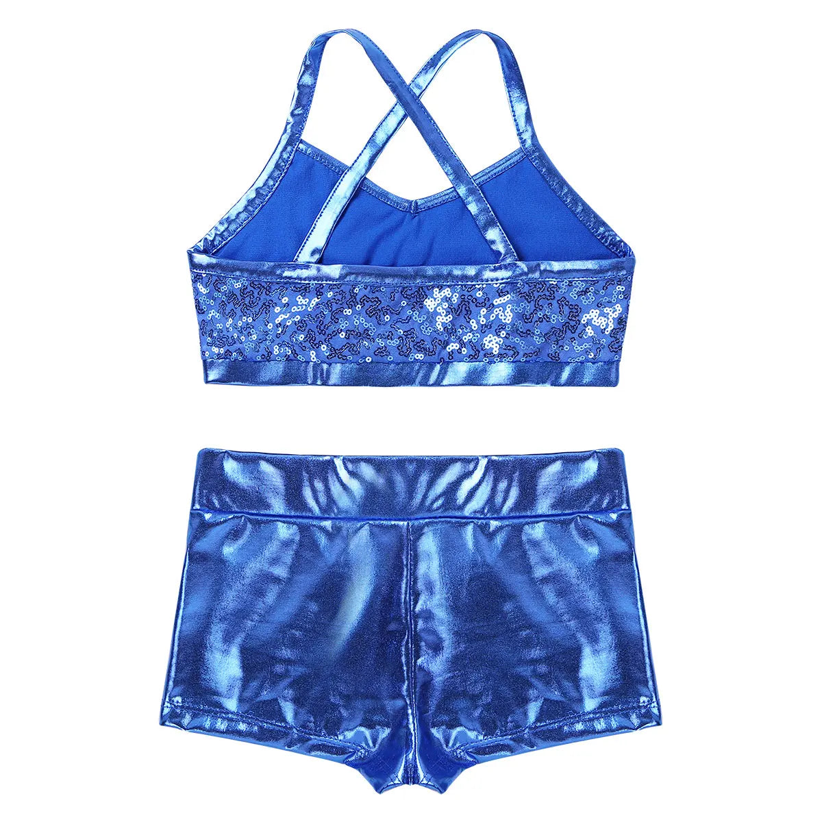 Girls Dance Gymnastics Leotard Sequin Top & Shorts (Age 6-14 YRS)