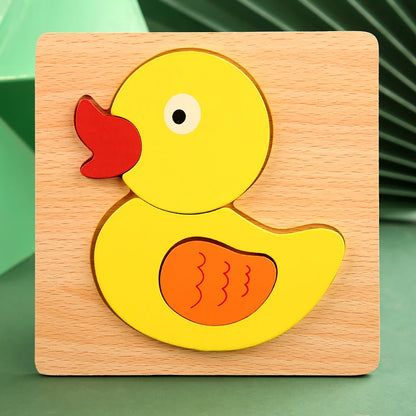 High Quality 3D Wooden Puzzle Baby Cartoon Animal Traffic Jigsaw Early Learning Cognition Game Puzzle Toys for Children Gold