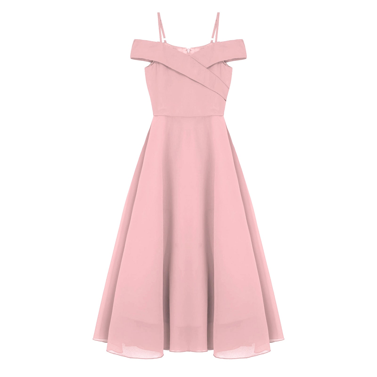 Girls Chiffon Off-the-Shoulder Adjustable A-Line Dress (Age 4-16 YRS)