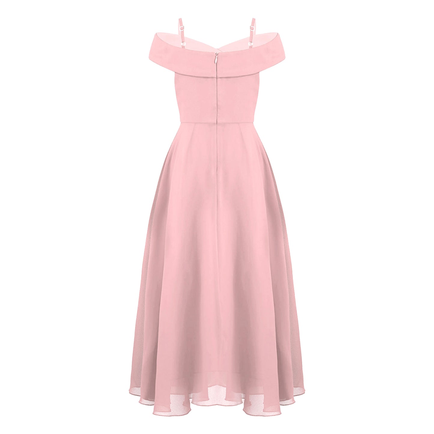 Girls Chiffon Off-the-Shoulder Adjustable A-Line Dress (Age 4-16 YRS)