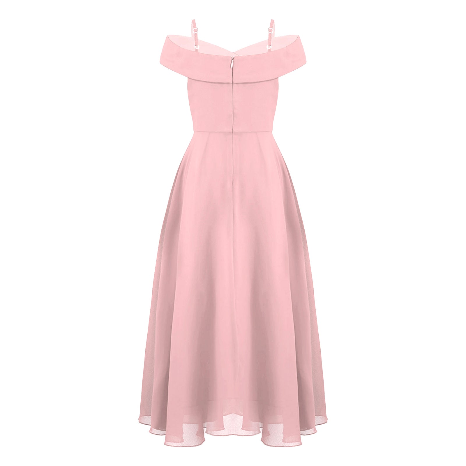 Girls Chiffon Off-the-Shoulder Adjustable A-Line Dress (Age 4-16 YRS)