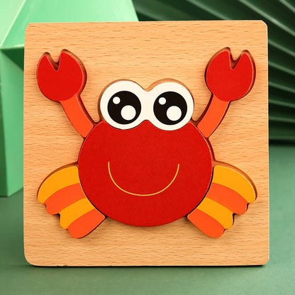 High Quality 3D Wooden Puzzle Baby Cartoon Animal Traffic Jigsaw Early Learning Cognition Game Puzzle Toys for Children