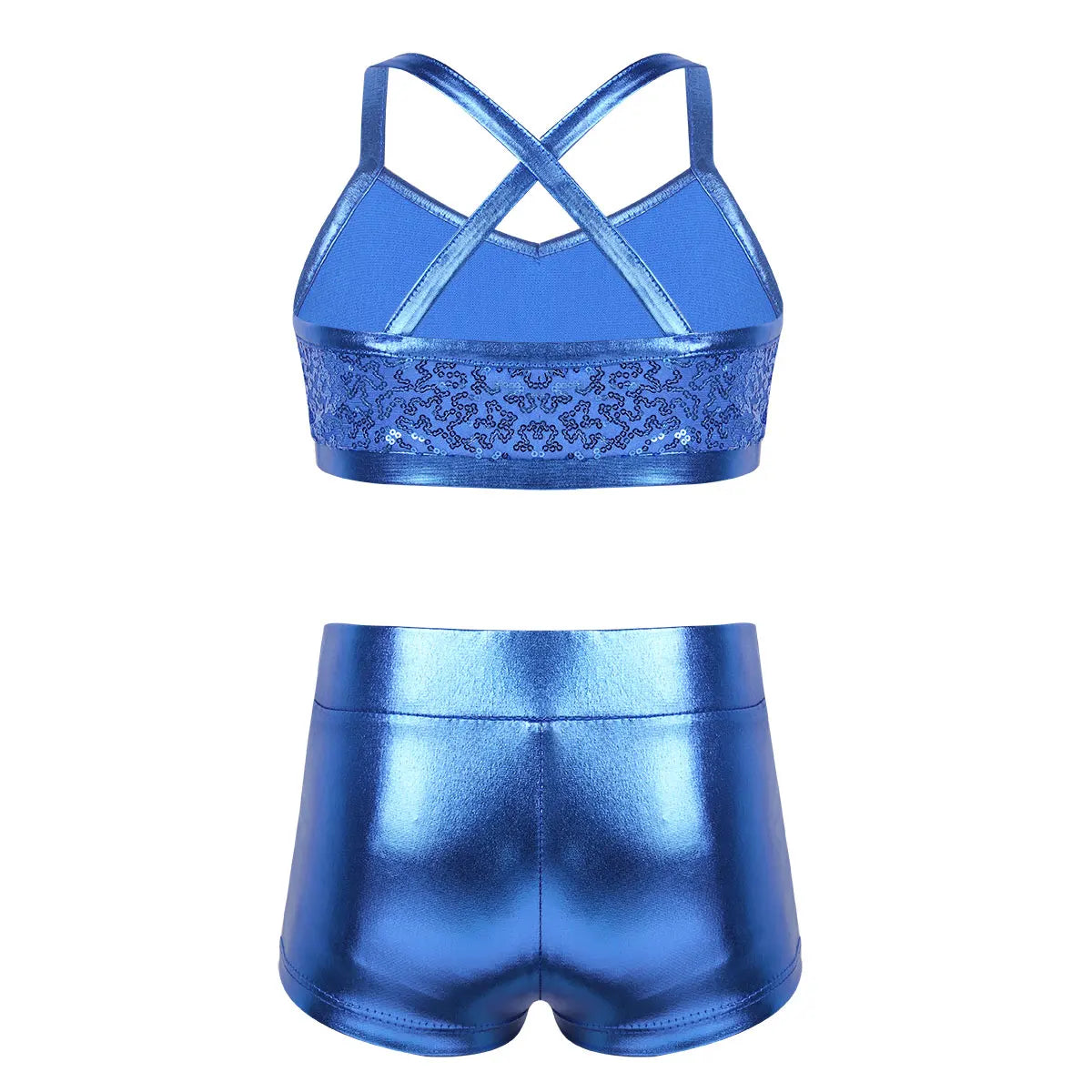 Girls Dance Gymnastics Leotard Sequin Top & Shorts (Age 6-14 YRS)