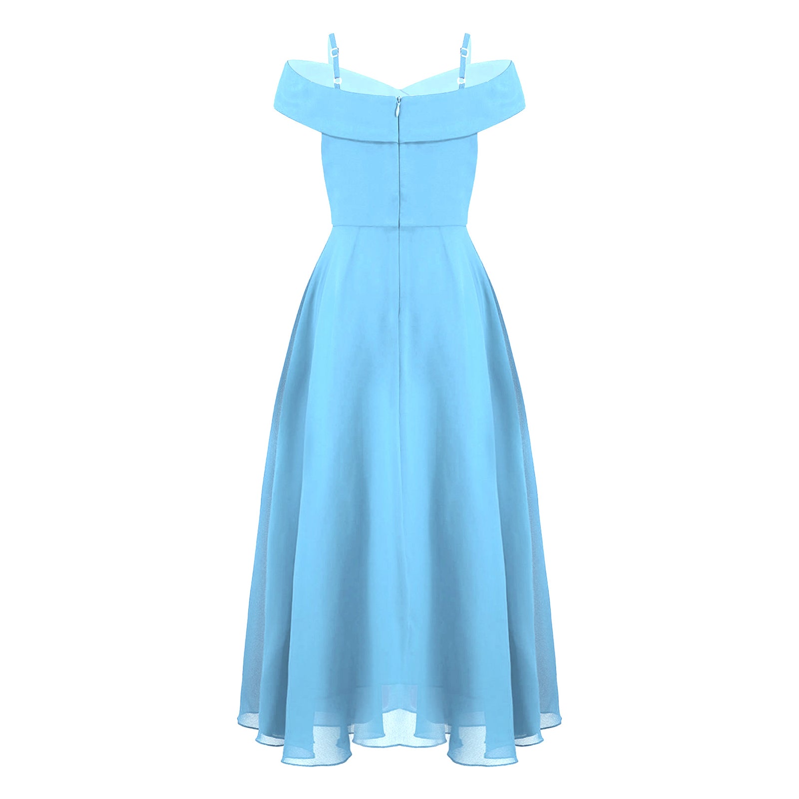 Girls Chiffon Off-the-Shoulder Adjustable A-Line Dress (Age 4-16 YRS)