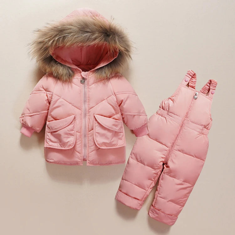 Baby/Toddlers Duck Down Coat + Jumpsuit Overalls (Age 12M-4YRS)