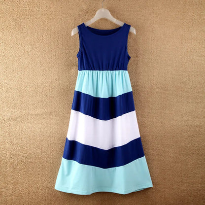 Mother & Daughter Matching Striped Maxi Dress (Mommy & Me)