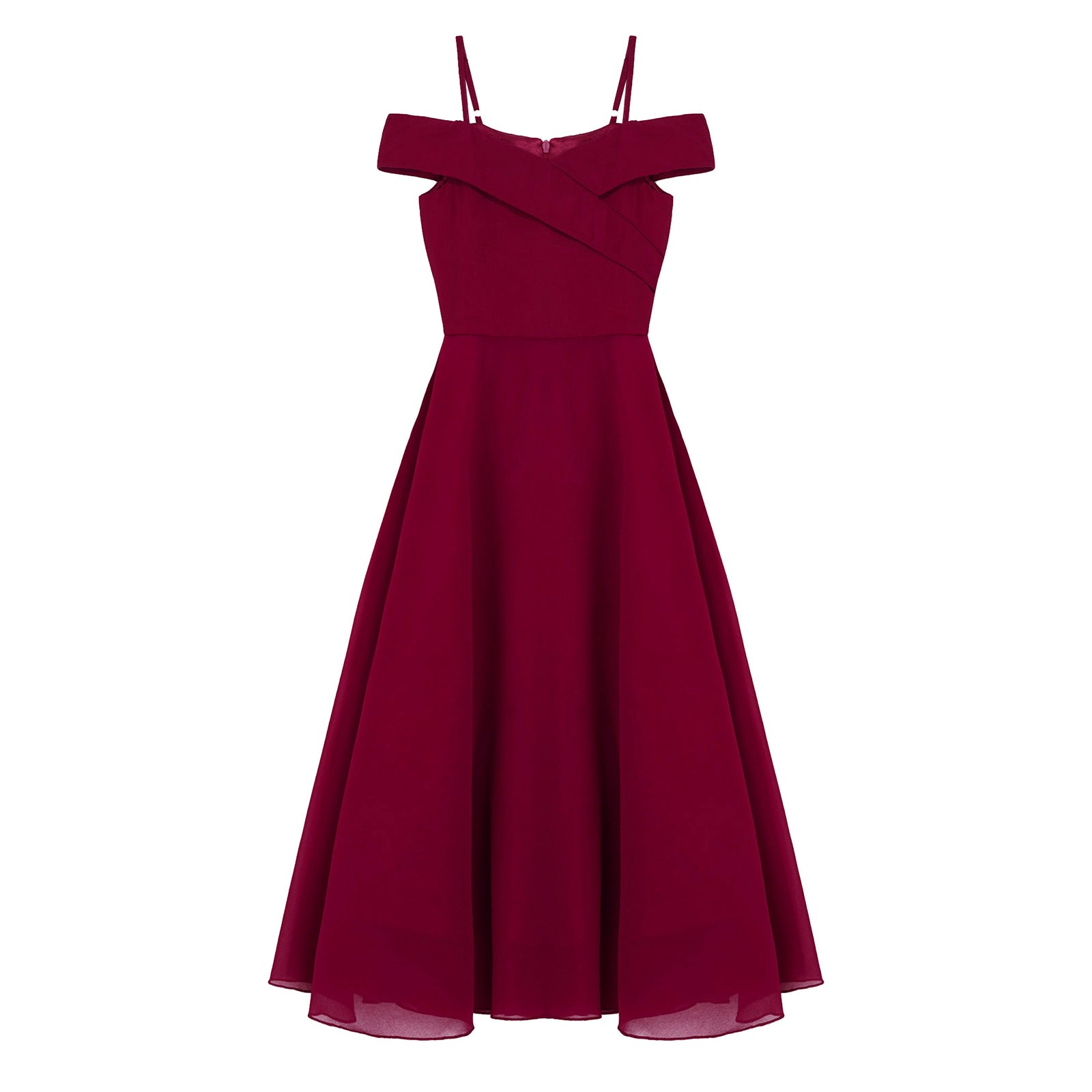 Girls Chiffon Off-the-Shoulder Adjustable A-Line Dress (Age 4-16 YRS)