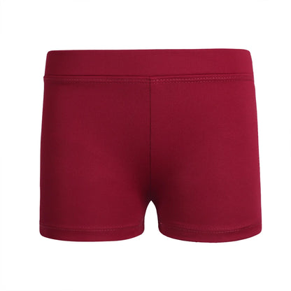 Girls Rhinestones Dance Shorts (Age 4-16 YRS) Burgundy B