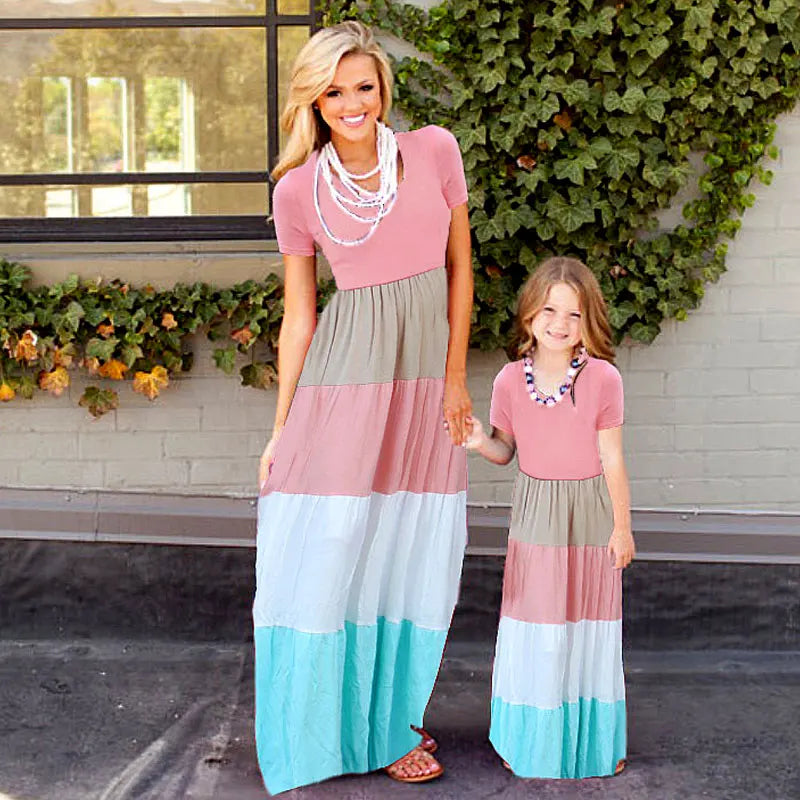 Mother & Daughter Matching Striped Maxi Dress (Mommy & Me)