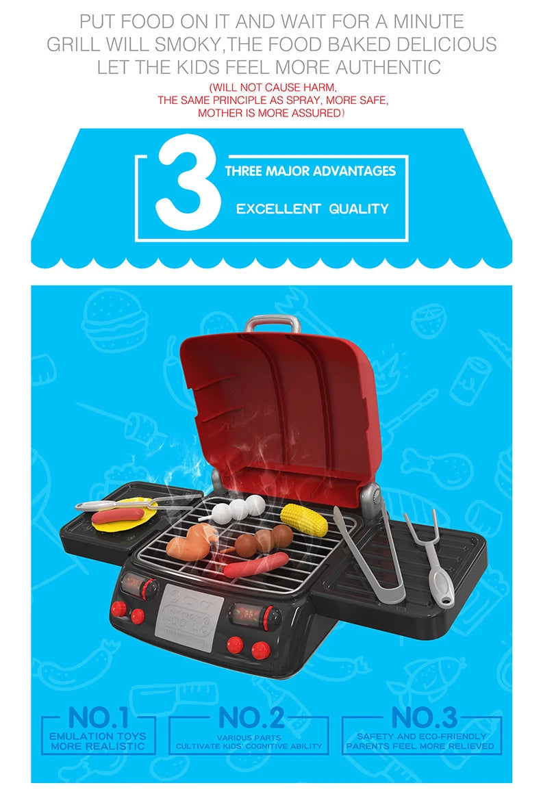 Pretend Barbecue Play Food BBQ Toy Set