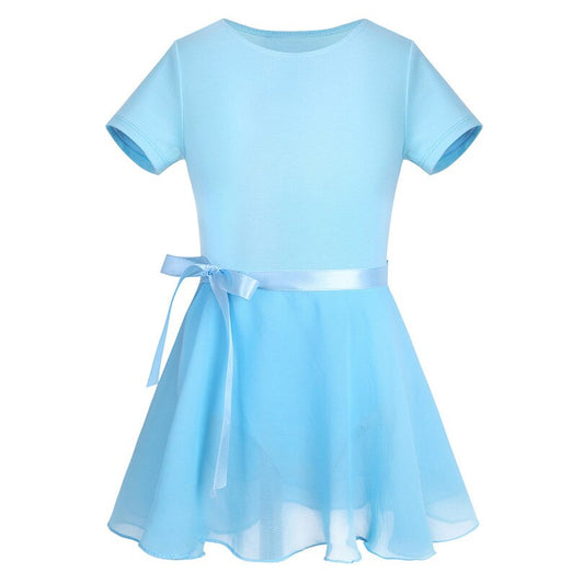 Girls Ribbon Leotard Dress (Age 3-12YRS) Blue
