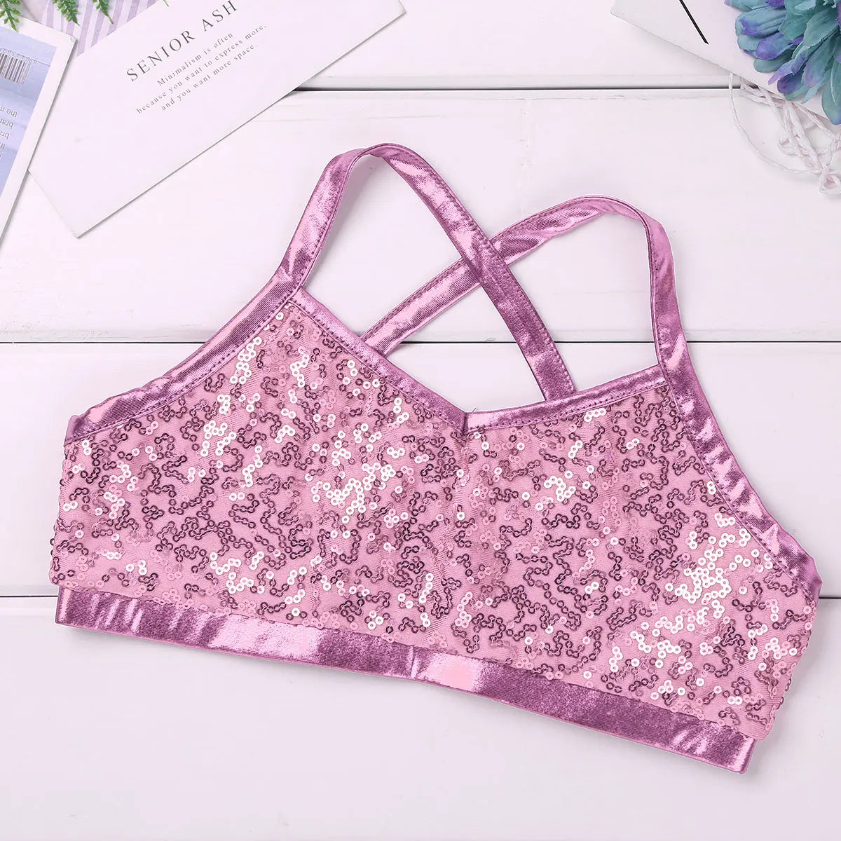 Girls Dance Gymnastics Leotard Sequin Top & Shorts (Age 6-14 YRS)
