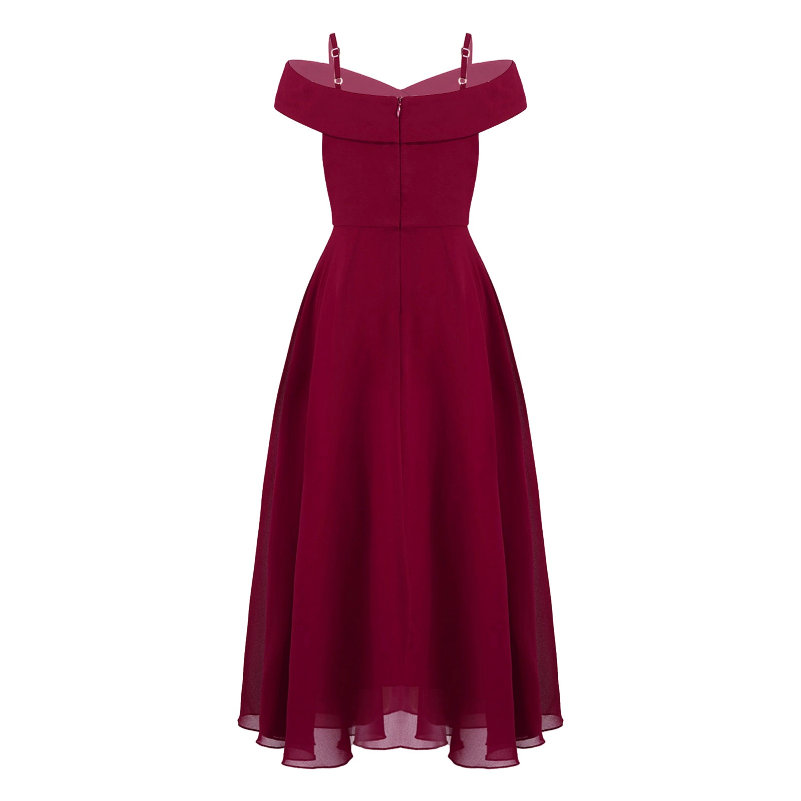 Girls Chiffon Off-the-Shoulder Adjustable A-Line Dress (Age 4-16 YRS)