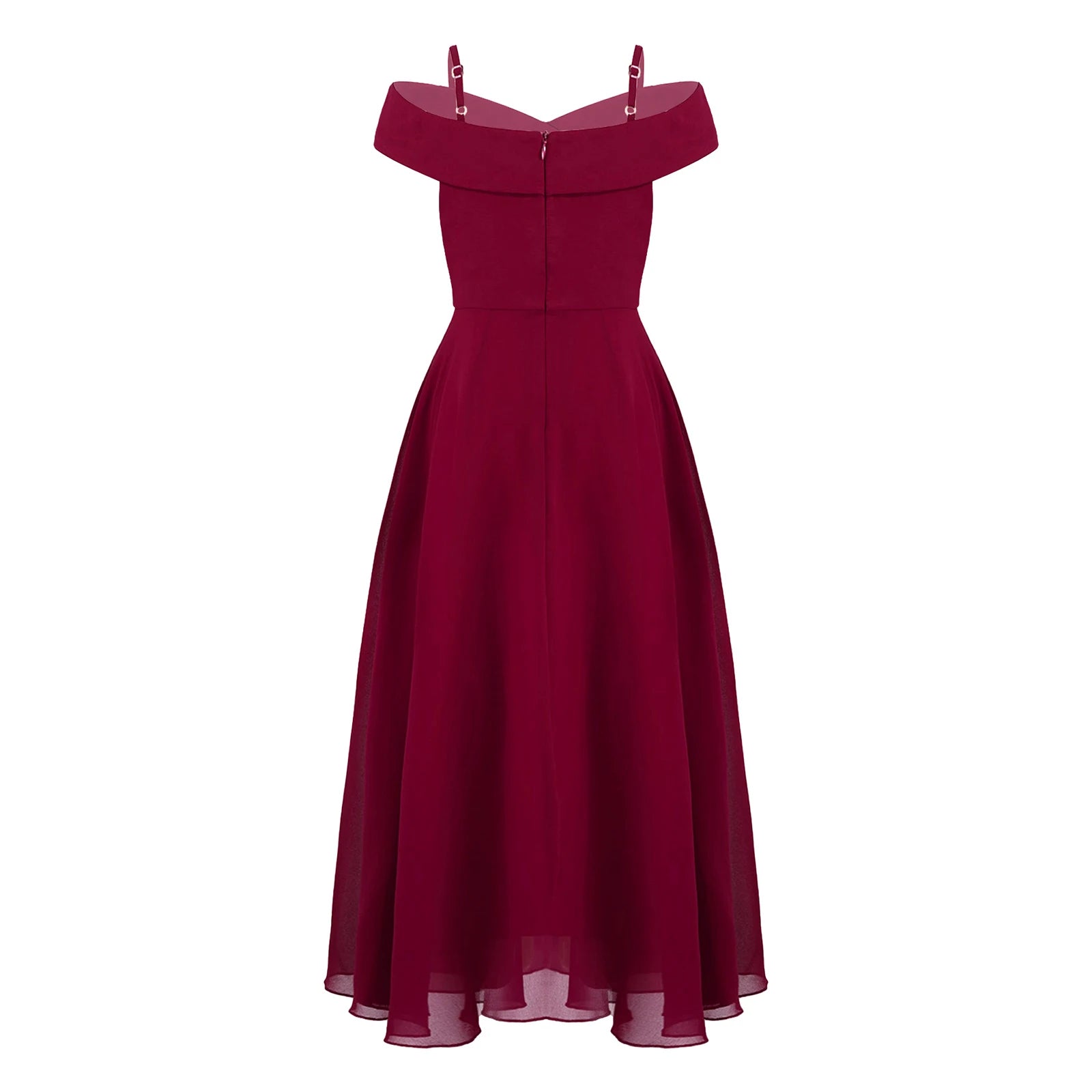 Girls Chiffon Off-the-Shoulder Adjustable A-Line Dress (Age 4-16 YRS)