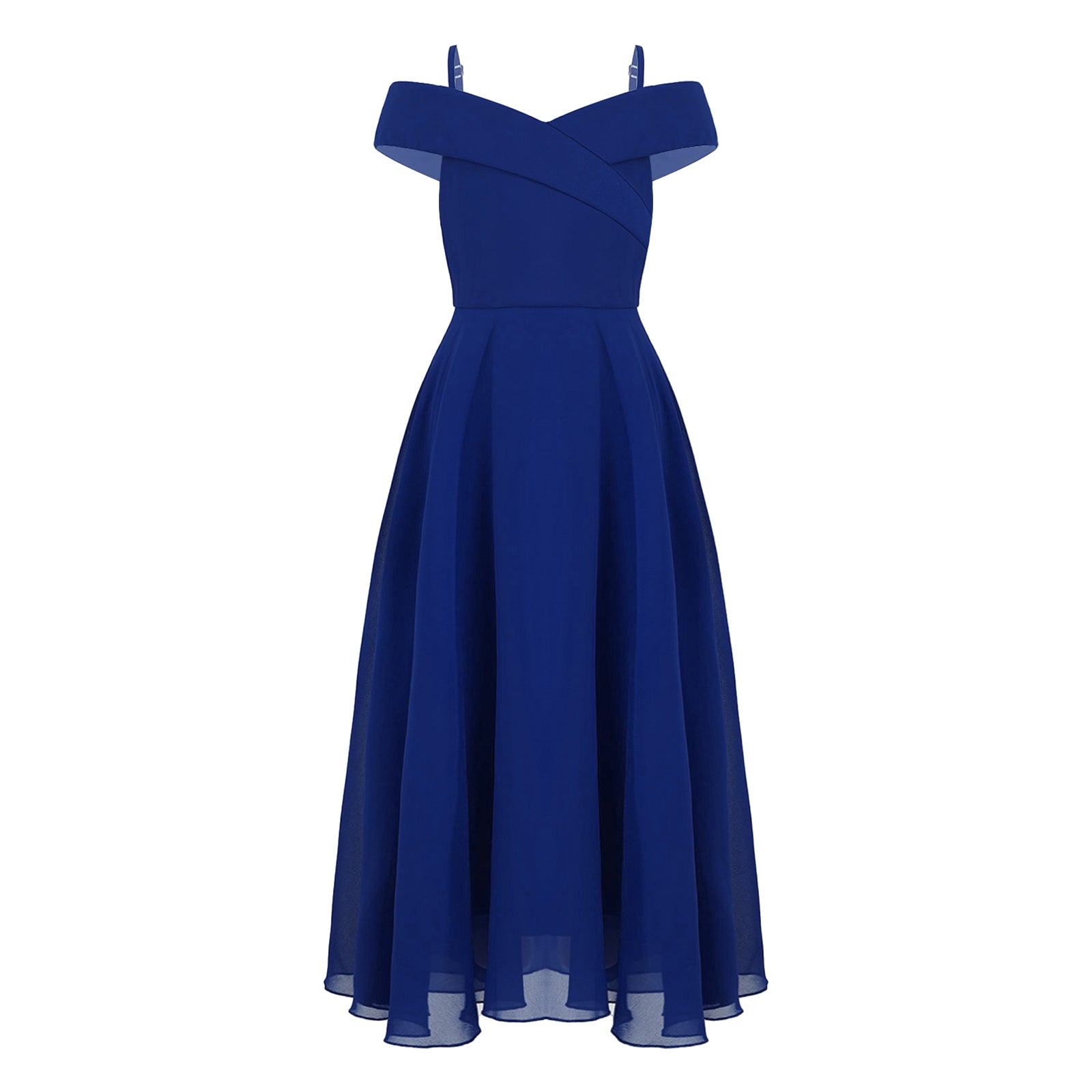 Girls Chiffon Off-the-Shoulder Adjustable A-Line Dress (Age 4-16 YRS)