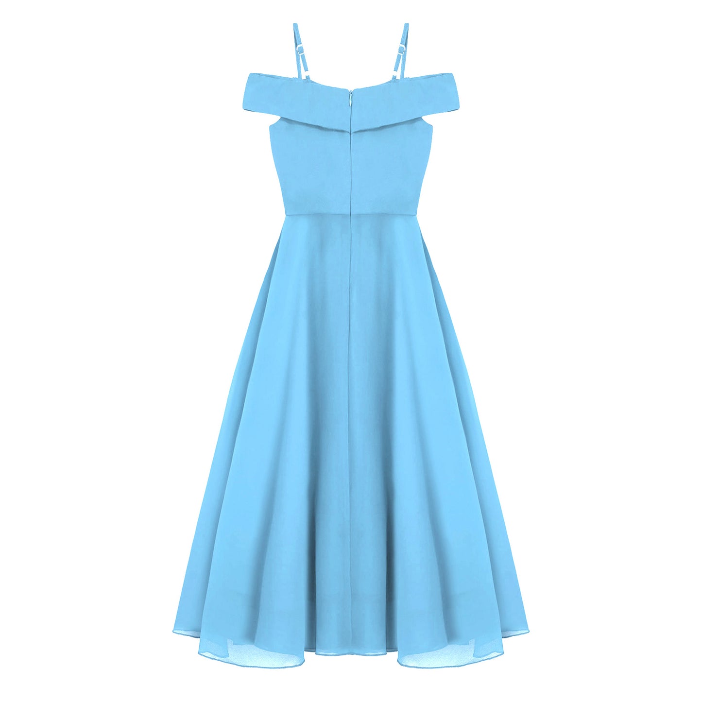 Girls Chiffon Off-the-Shoulder Adjustable A-Line Dress (Age 4-16 YRS)