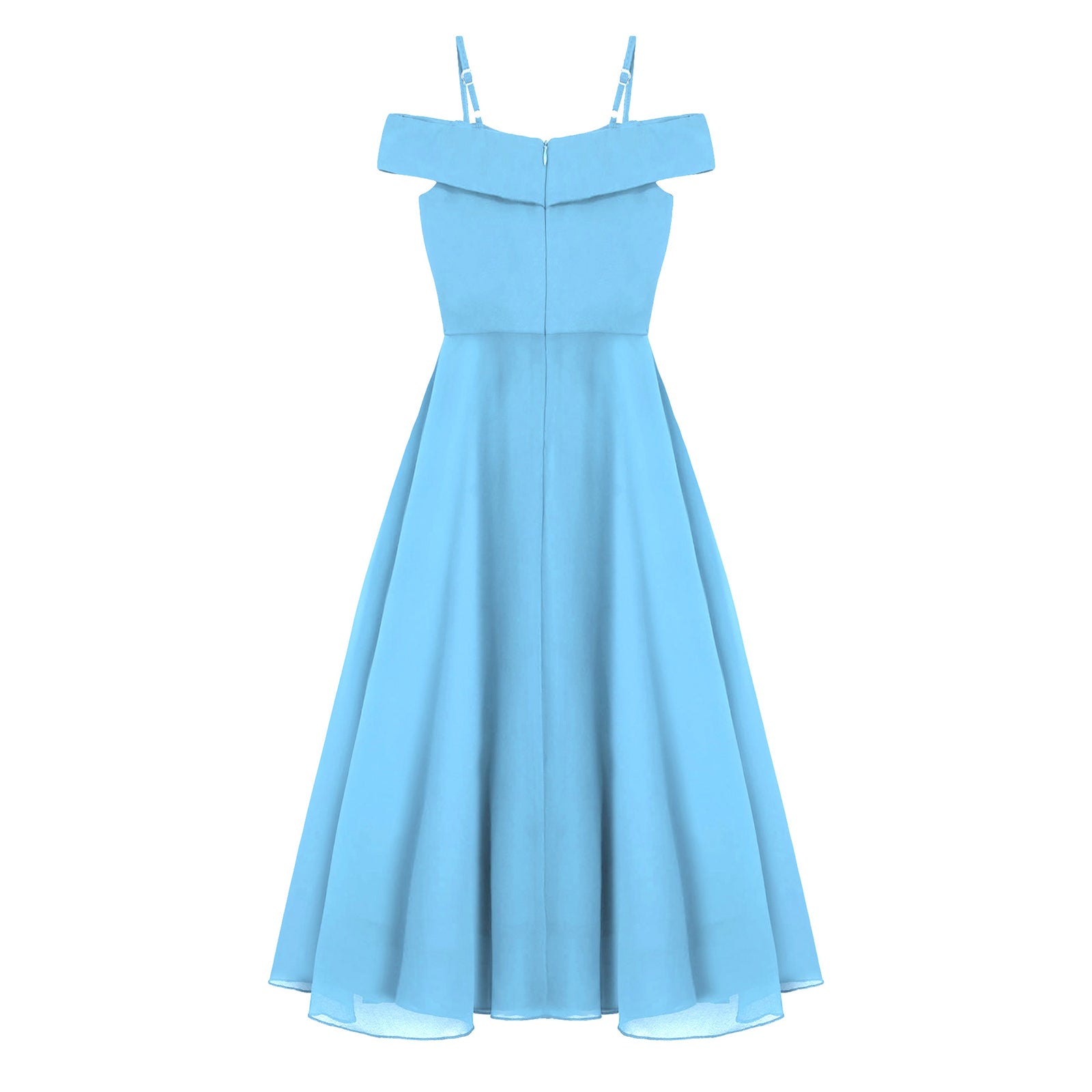 Girls Chiffon Off-the-Shoulder Adjustable A-Line Dress (Age 4-16 YRS)