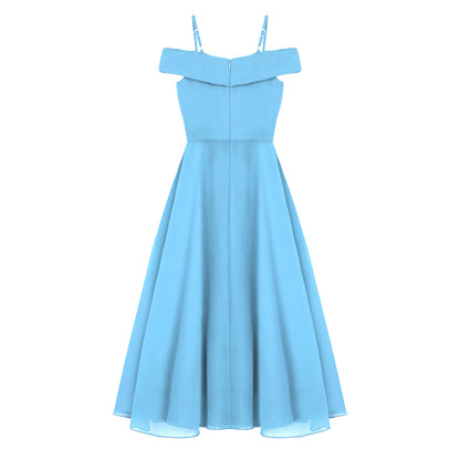 Girls Chiffon Off-the-Shoulder Adjustable A-Line Dress (Age 4-16 YRS)