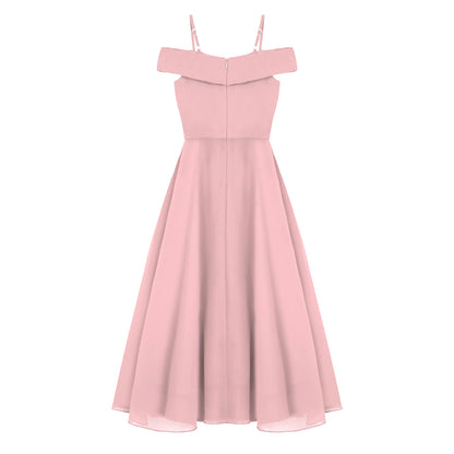 Girls Chiffon Off-the-Shoulder Adjustable A-Line Dress (Age 4-16 YRS)