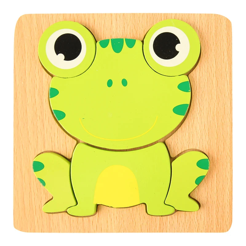 High Quality 3D Wooden Puzzle Baby Cartoon Animal Traffic Jigsaw Early Learning Cognition Game Puzzle Toys for Children