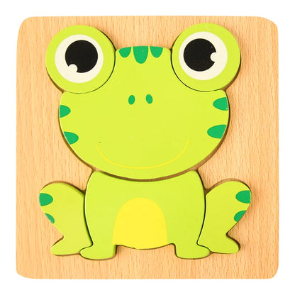 High Quality 3D Wooden Puzzle Baby Cartoon Animal Traffic Jigsaw Early Learning Cognition Game Puzzle Toys for Children