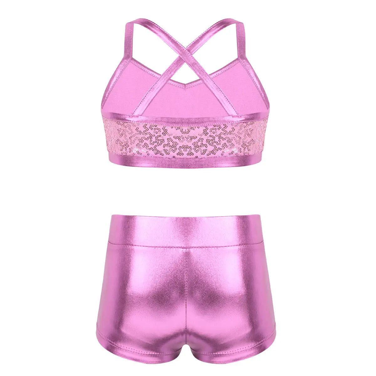 Girls Dance Gymnastics Leotard Sequin Top & Shorts (Age 6-14 YRS)