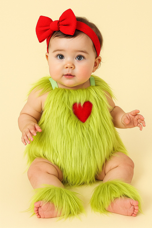 Baby/Toddler Grinch Green Monster Costume (Age Newborn- 3 YRS) Green