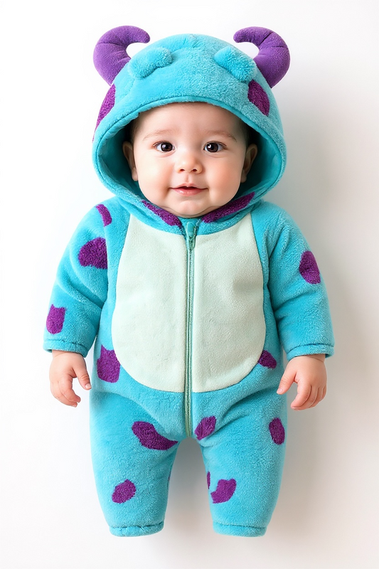 Monsters INC Sully Warm Hooded Jumpsuit Costume (Age 6M - 5 YRS) Blue