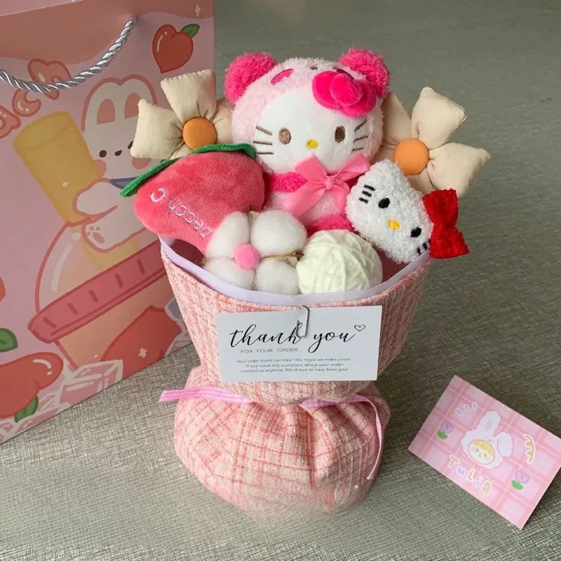 Sanrio Plush Flower Bouquet | Cute Cartoon Plush Dolls • Everlasting Plush Flowers B