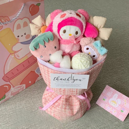Sanrio Plush Flower Bouquet | Cute Cartoon Plush Dolls • Everlasting Plush Flowers D