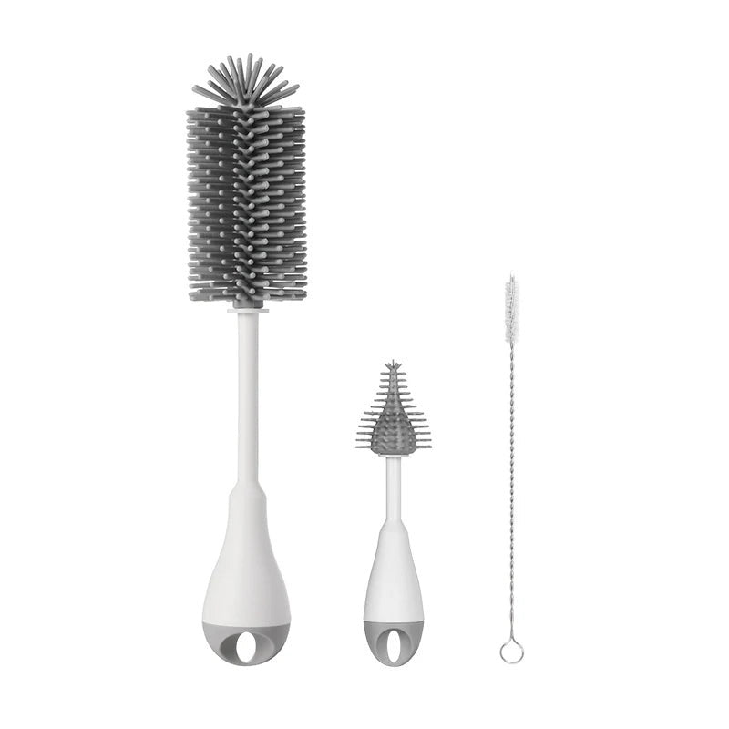 Silicone Baby Bottle Brush Cleaning 360 Degree Rotation Grey5PCS