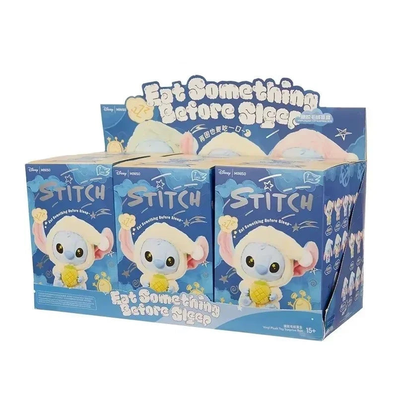 Miniso Disney Stitch "Eat Something Before Sleep" Series Plush Figure Blind Box Full 6 Pack