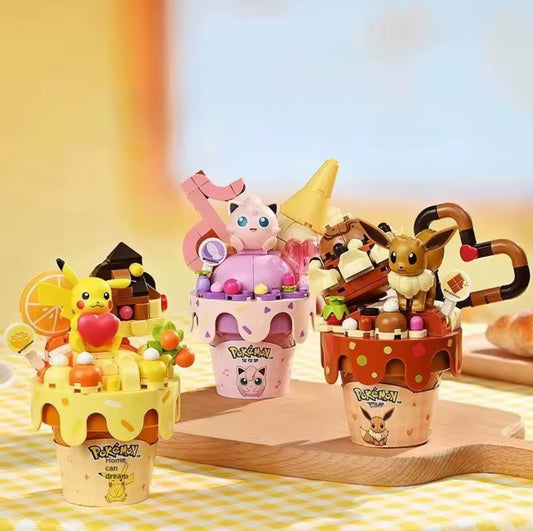 Pokémon Ice Cream Cone Building Block Toys Pikachu Jigglypuff Eevee