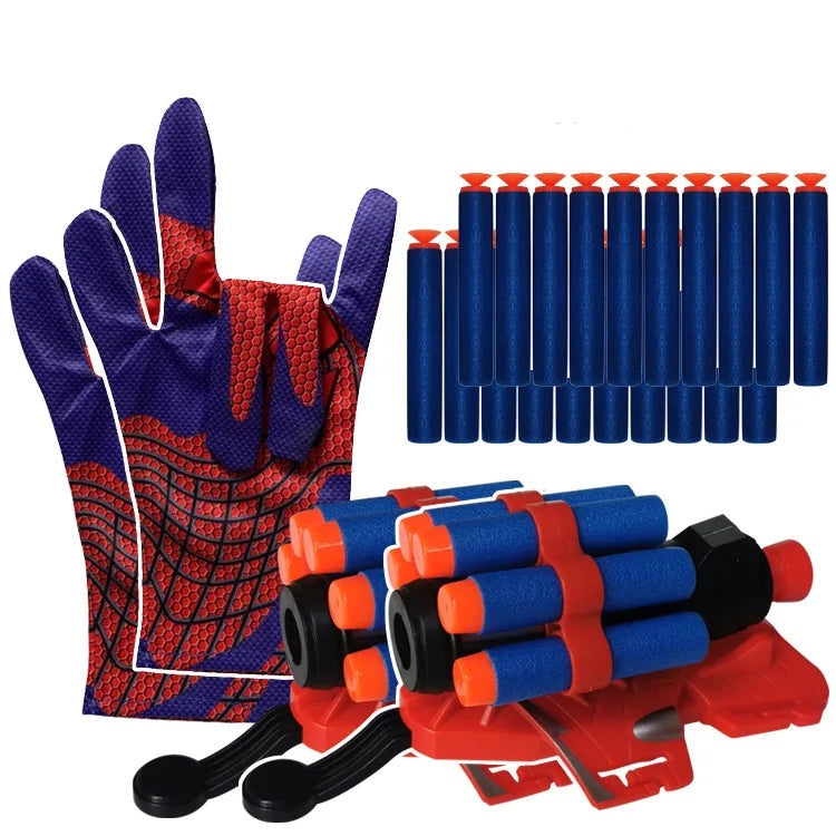 Spider-Man web launcher glove Soft Bullets Launcher Spray Wrist With Gloves Launching Soft Bomb Toy Gun Outdoor Games Toys Multicolor Set 3