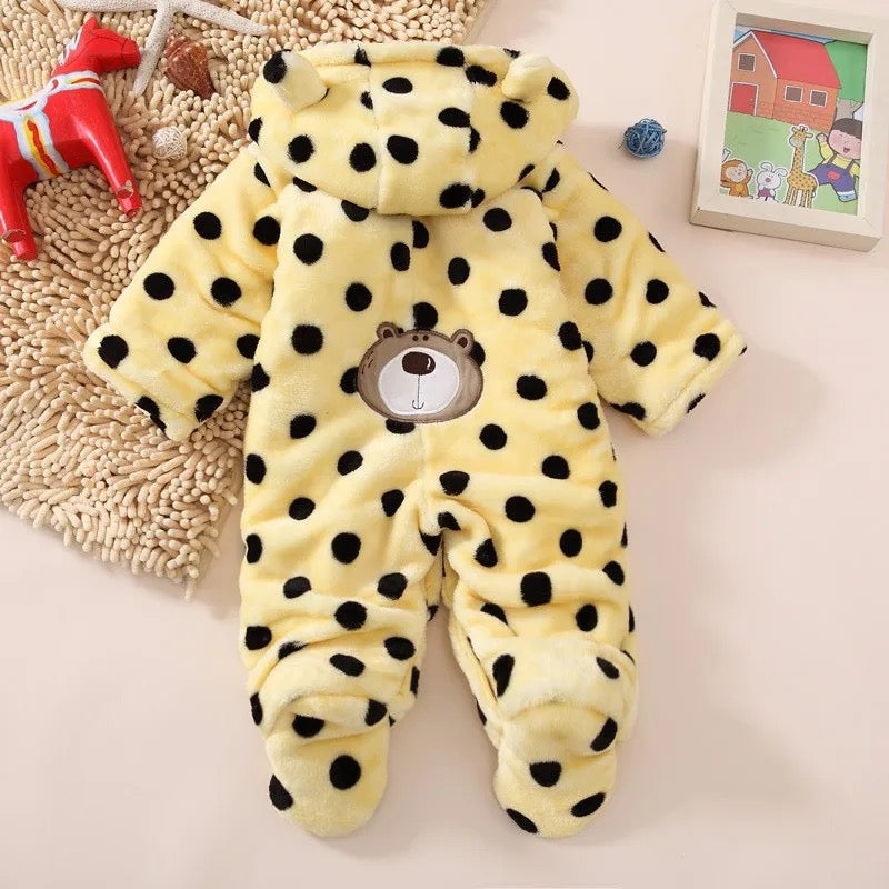 Baby Unisex Yellow Polka Dot Hooded Grow (Newborn-12m)