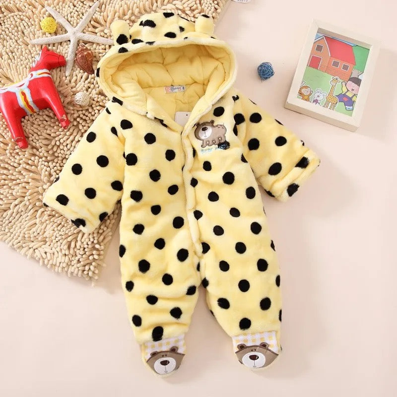 Baby Unisex Yellow Polka Dot Hooded Grow (Newborn-12m)