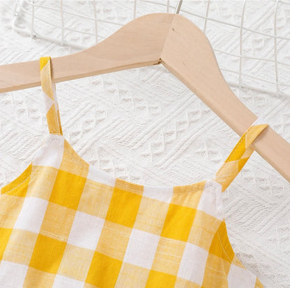 Girls Yellow Checked Top & Trousers (Age 3-6 YRS)