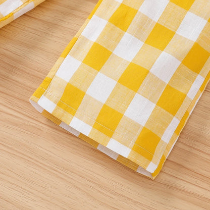 Girls Yellow Checked Top & Trousers (Age 3-6 YRS)