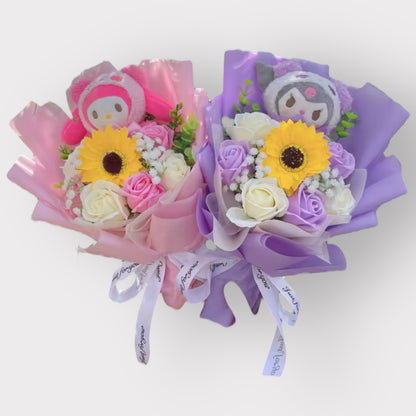 Sanrio Plush Flower Gift Bouquet – My Melody, Kuromi & Cinnamoroll | 40cm in Gift Box