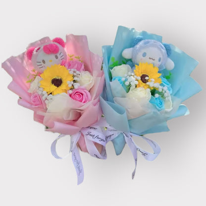 Sanrio Plush Flower Gift Bouquet – My Melody, Kuromi & Cinnamoroll | 40cm in Gift Box