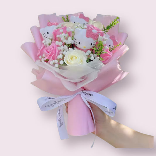 Miss Kitty Toy Rose Flowers Bouquet Pink