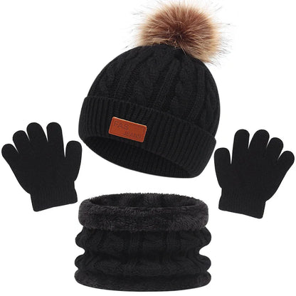 Baby/Toddler Hat Scarf & Gloves Set (Age 12M-5YRS) Black 1-5Y