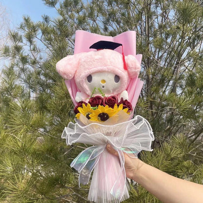 Sanrio Graduation Plush Flower Gift Bouquet – My Melody, Kuromi & Cinnamoroll