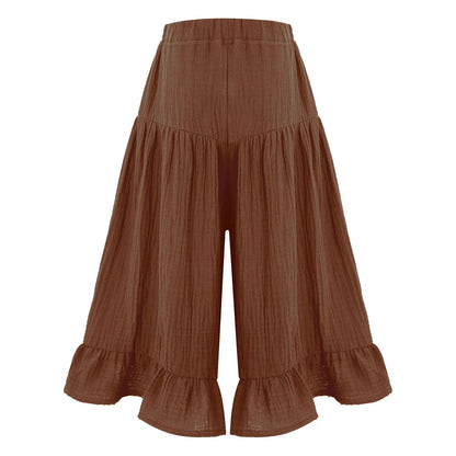 Girls Wide Leg Ruffled Trousers (Age 6M-8YRS)